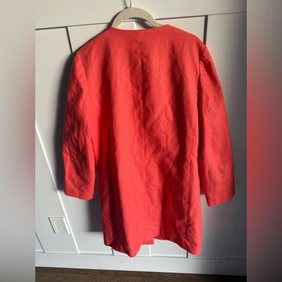 J. Crew Factory Collarless Coat Coral - Picture 3 of 8